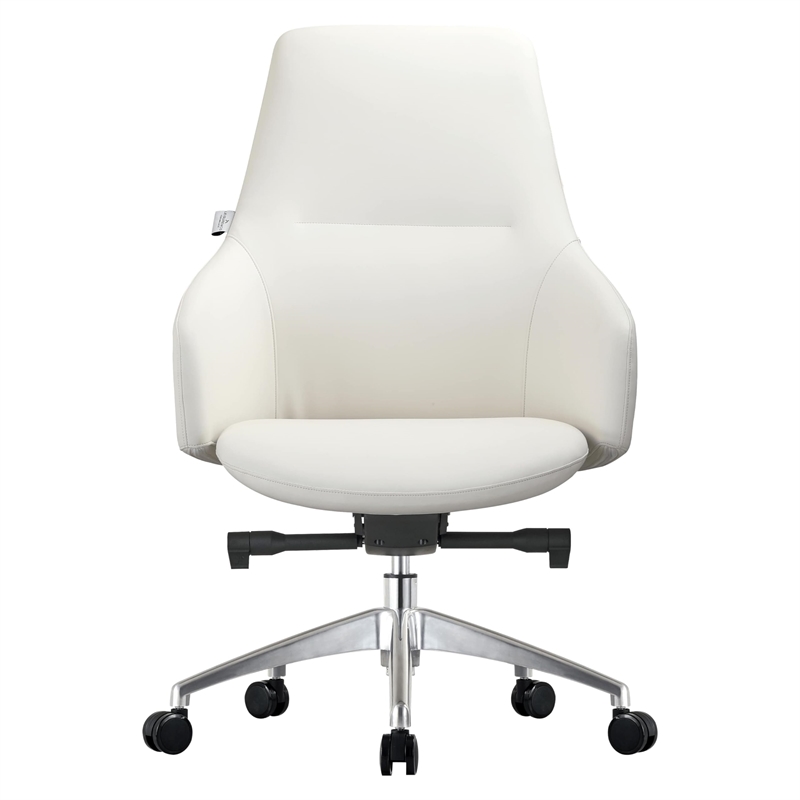 LeisureMod Celeste Modern Office Chair in Upholstered Faux Leather White