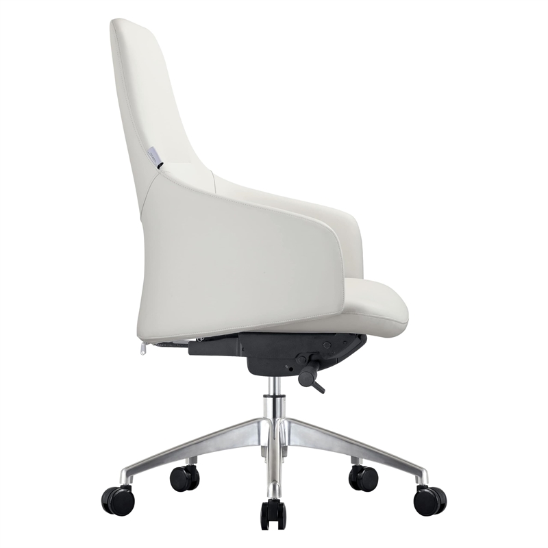 LeisureMod Celeste Modern Office Chair in Upholstered Faux Leather White