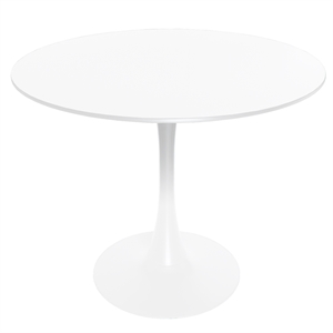 LeisureMod Bristol Dining Table with a 31&quot Wood Top and Iron Base White