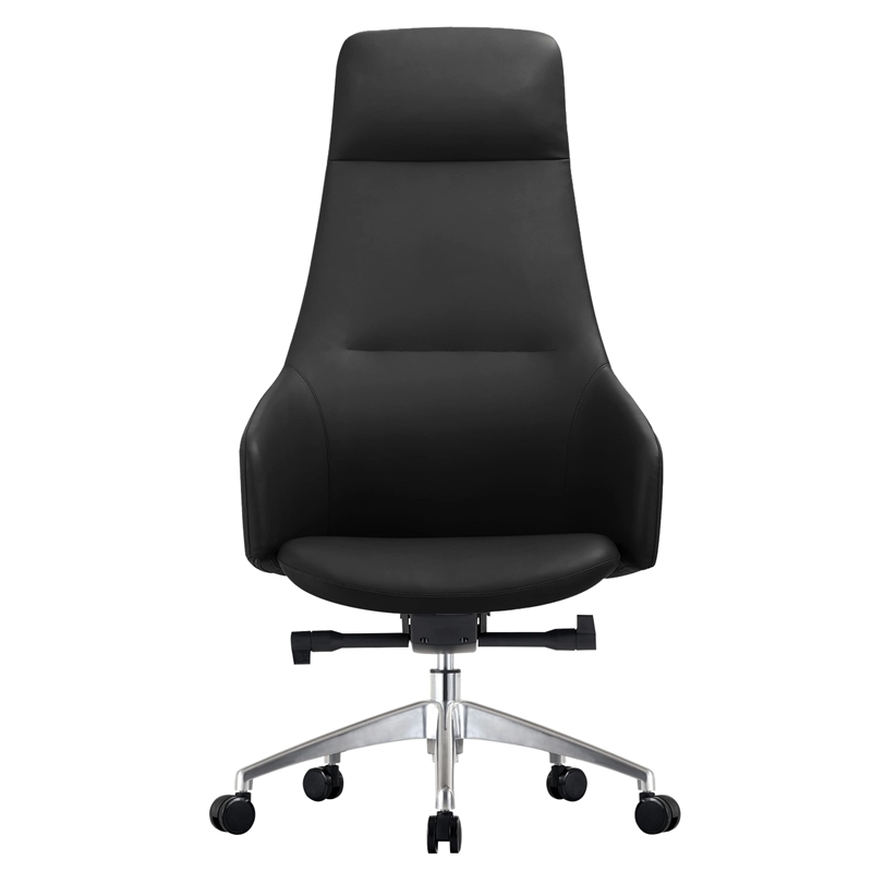 LeisureMod Celeste High-Back Faux Leather Office Chair Black