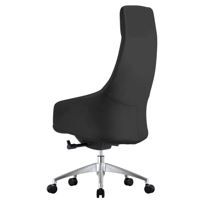LeisureMod Celeste High-Back Faux Leather Office Chair Black