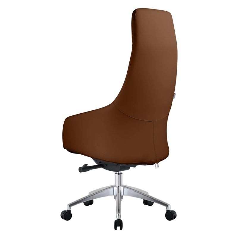 LeisureMod Celeste High-Back Faux Leather Office Chair Dark Brown