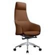 LeisureMod Celeste High-Back Faux Leather Office Chair Dark Brown