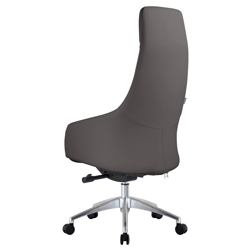 LeisureMod Celeste High-Back Faux Leather Office Chair Gray