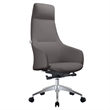 LeisureMod Celeste High-Back Faux Leather Office Chair Gray