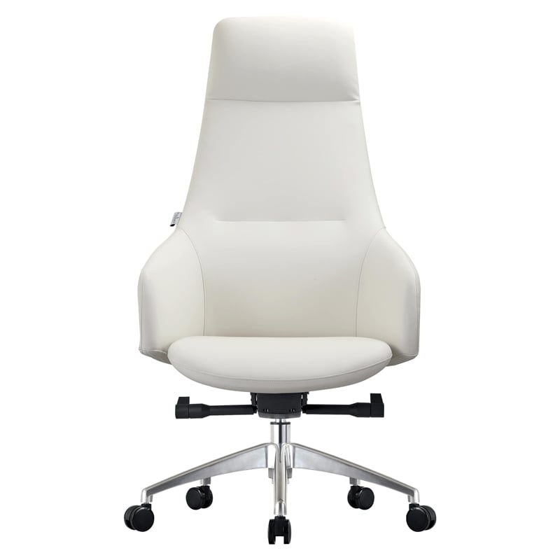 LeisureMod Celeste High-Back Faux Leather Office Chair White