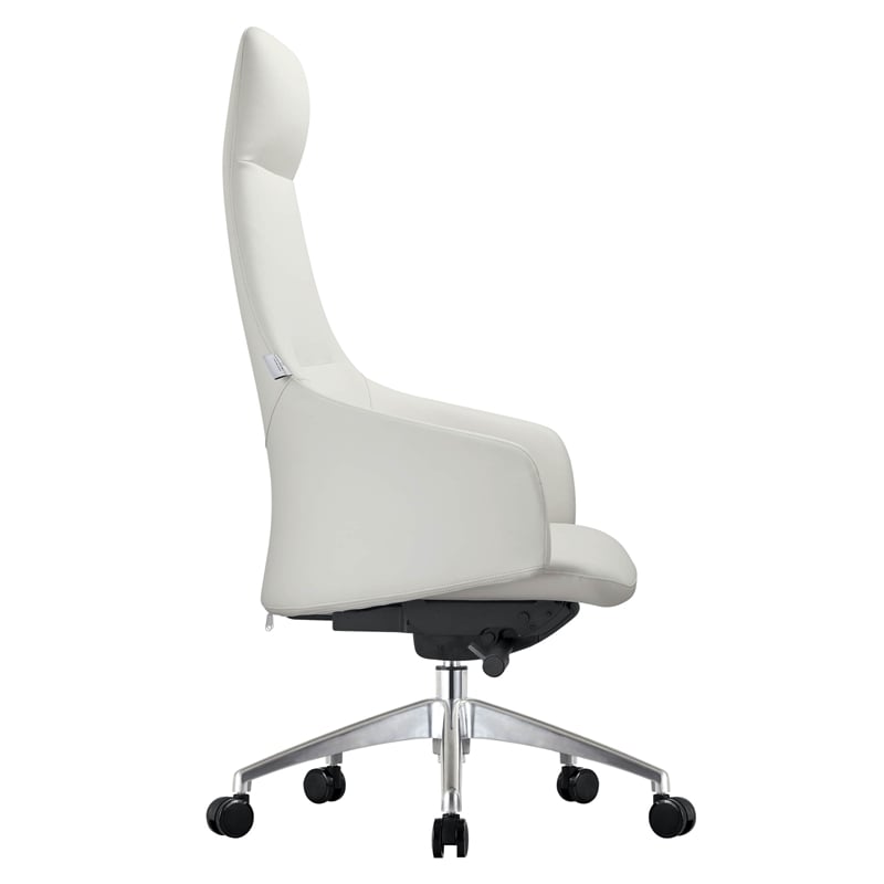 LeisureMod Celeste High-Back Faux Leather Office Chair White