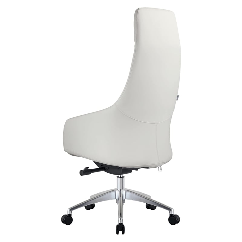 LeisureMod Celeste High-Back Faux Leather Office Chair White
