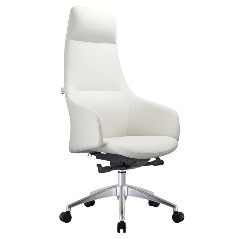 LeisureMod Celeste High-Back Faux Leather Office Chair White