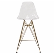 LeisureMod Cresco Plastic Barstool with Gold Chrome Base Clear