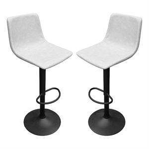 LeisureMod Tilbury Adjustable Height Faux Leather Bar Stool Set of 2 Light Gray