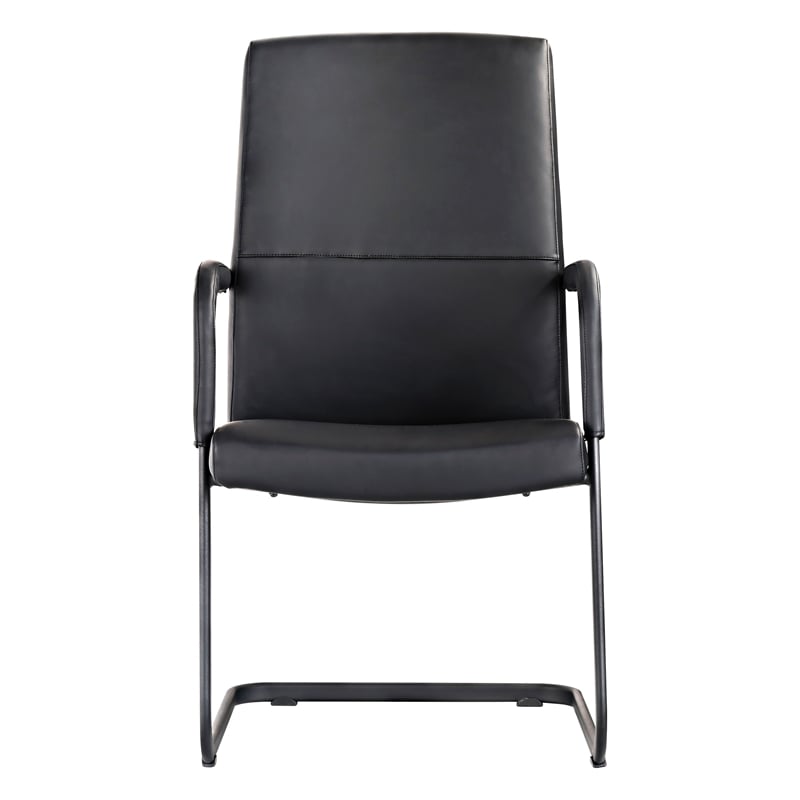 LeisureMod Evander Faux Leather Office Chair with Aluminum Frame Black