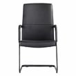 LeisureMod Evander Faux Leather Office Chair with Aluminum Frame Black