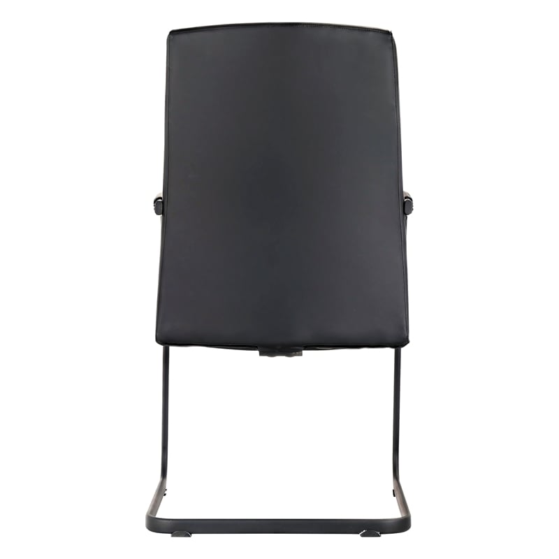 LeisureMod Evander Faux Leather Office Chair with Aluminum Frame Black