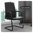 LeisureMod Evander Faux Leather Office Chair with Aluminum Frame Black