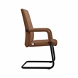 LeisureMod Evander Faux Leather Office Chair with Aluminum Frame Dark Brown