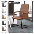 LeisureMod Evander Faux Leather Office Chair with Aluminum Frame Dark Brown