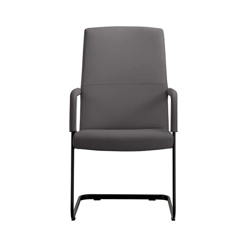 LeisureMod Evander Faux Leather Office Chair with Aluminum Frame Gray