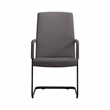 LeisureMod Evander Faux Leather Office Chair with Aluminum Frame Gray