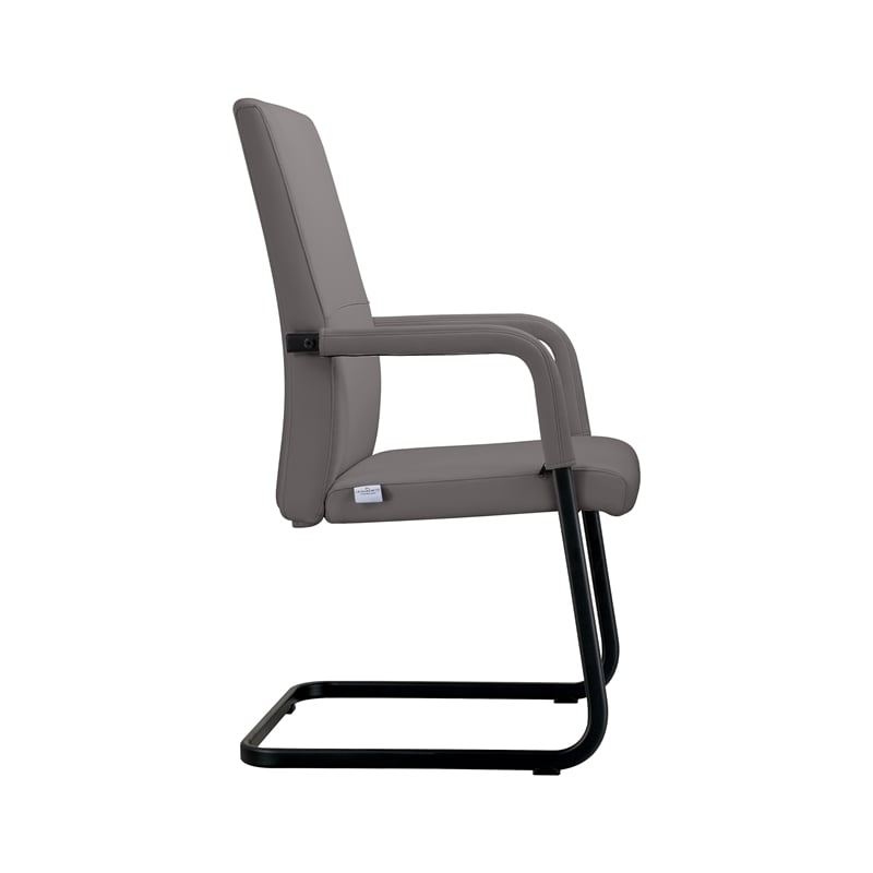 LeisureMod Evander Faux Leather Office Chair with Aluminum Frame Gray
