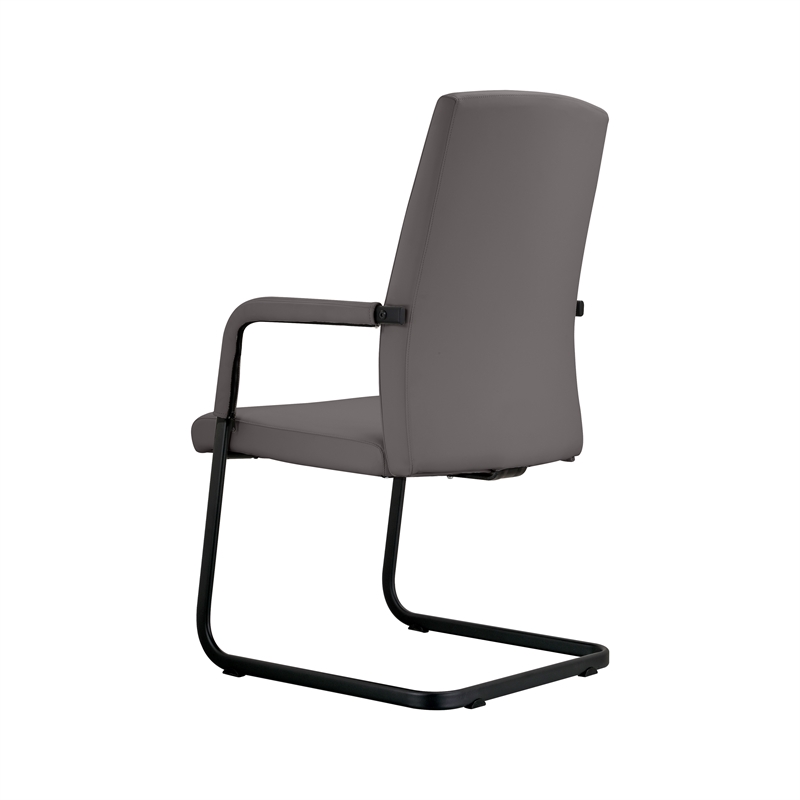 LeisureMod Evander Faux Leather Office Chair with Aluminum Frame Gray