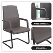 LeisureMod Evander Faux Leather Office Chair with Aluminum Frame Gray