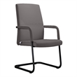 LeisureMod Evander Faux Leather Office Chair with Aluminum Frame Gray