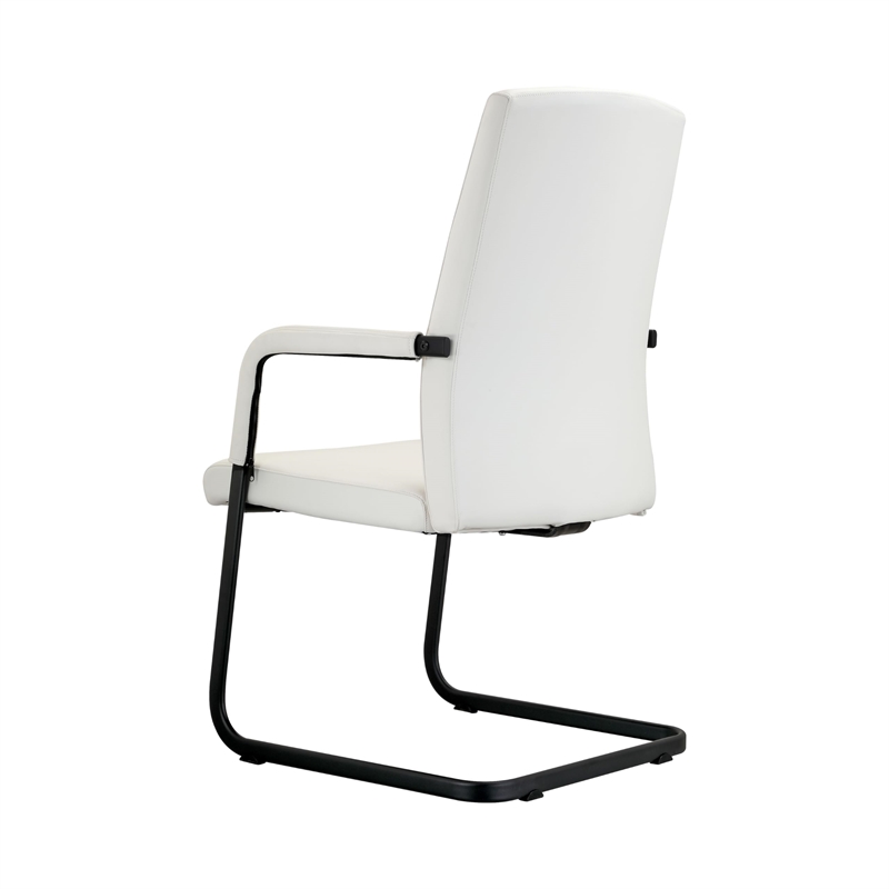 LeisureMod Evander Faux Leather Office Chair with Aluminum Frame White