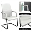 LeisureMod Evander Faux Leather Office Chair with Aluminum Frame White