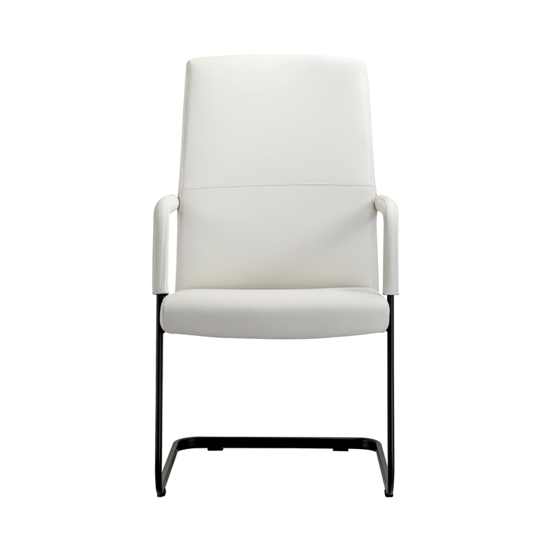LeisureMod Evander Faux Leather Office Chair with Aluminum Frame White
