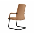 LeisureMod Evander Faux Leather Office Chair with Aluminum Frame  Acorn Brown