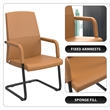 LeisureMod Evander Faux Leather Office Chair with Aluminum Frame  Acorn Brown