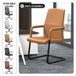 LeisureMod Evander Faux Leather Office Chair with Aluminum Frame  Acorn Brown