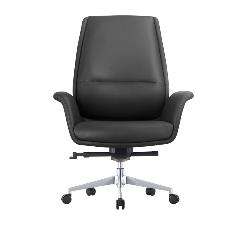 LeisureMod Summit Modern Faux Leather Conference Office Chair Black
