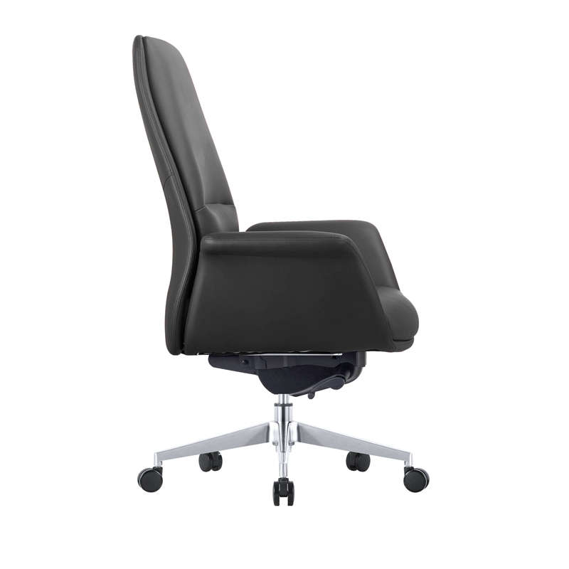 LeisureMod Summit Modern Faux Leather Conference Office Chair Black