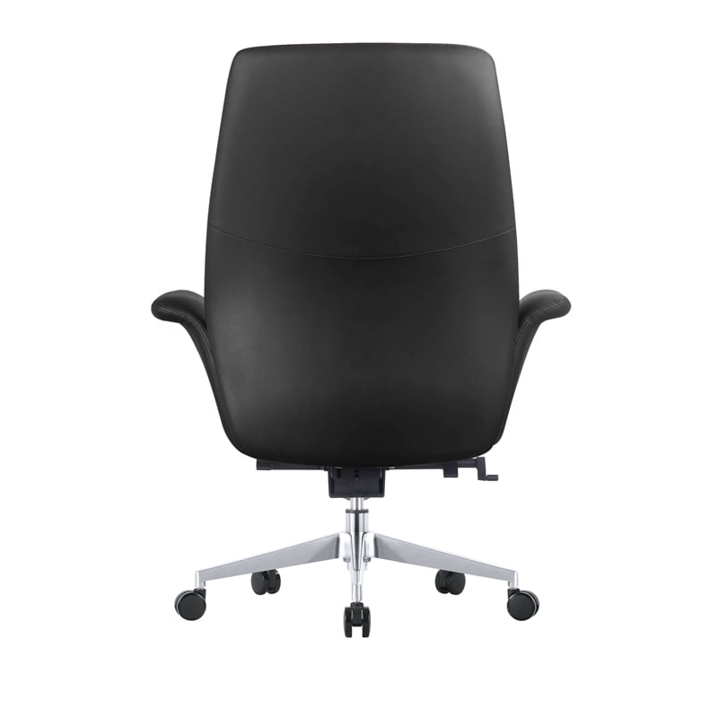 LeisureMod Summit Modern Faux Leather Conference Office Chair Black