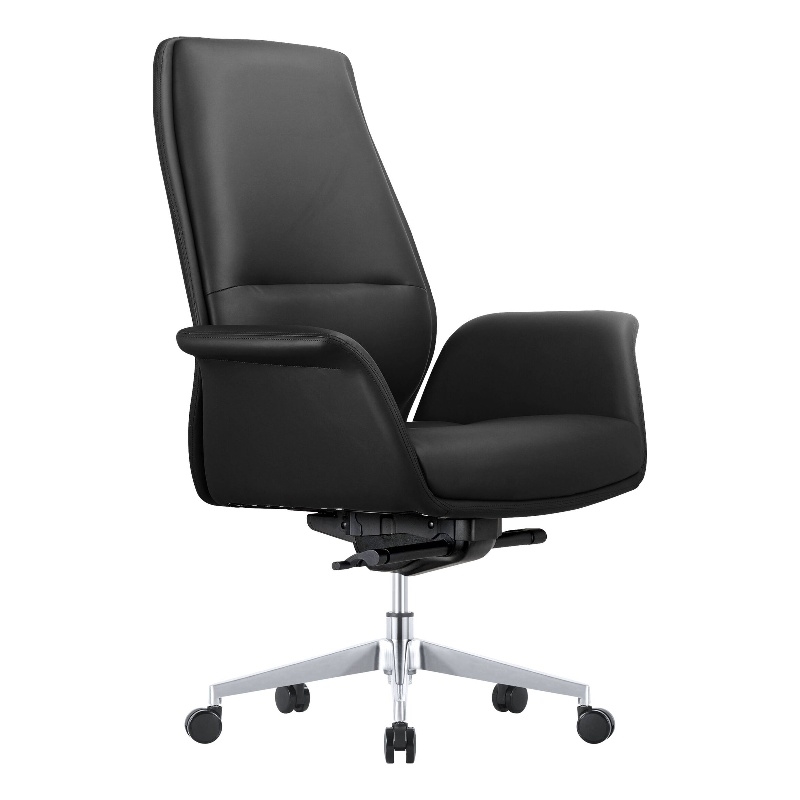 LeisureMod Summit Modern Faux Leather Conference Office Chair Black