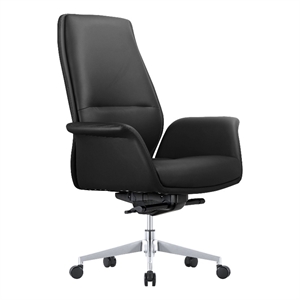 LeisureMod Summit Modern Faux Leather Conference Office Chair Black