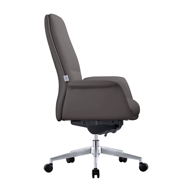 LeisureMod Summit Modern Faux Leather Conference Office Chair Gray