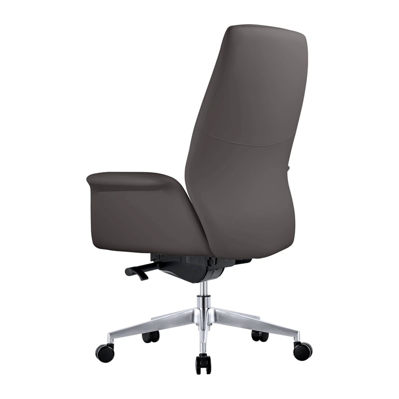LeisureMod Summit Modern Faux Leather Conference Office Chair Gray