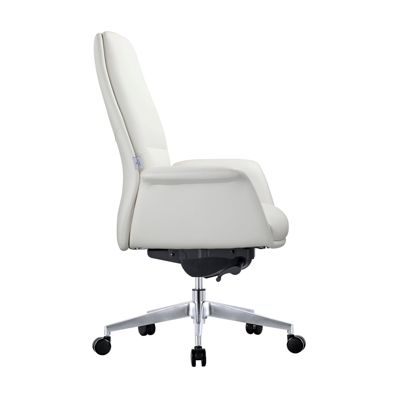 LeisureMod Summit Modern Faux Leather Conference Office Chair White