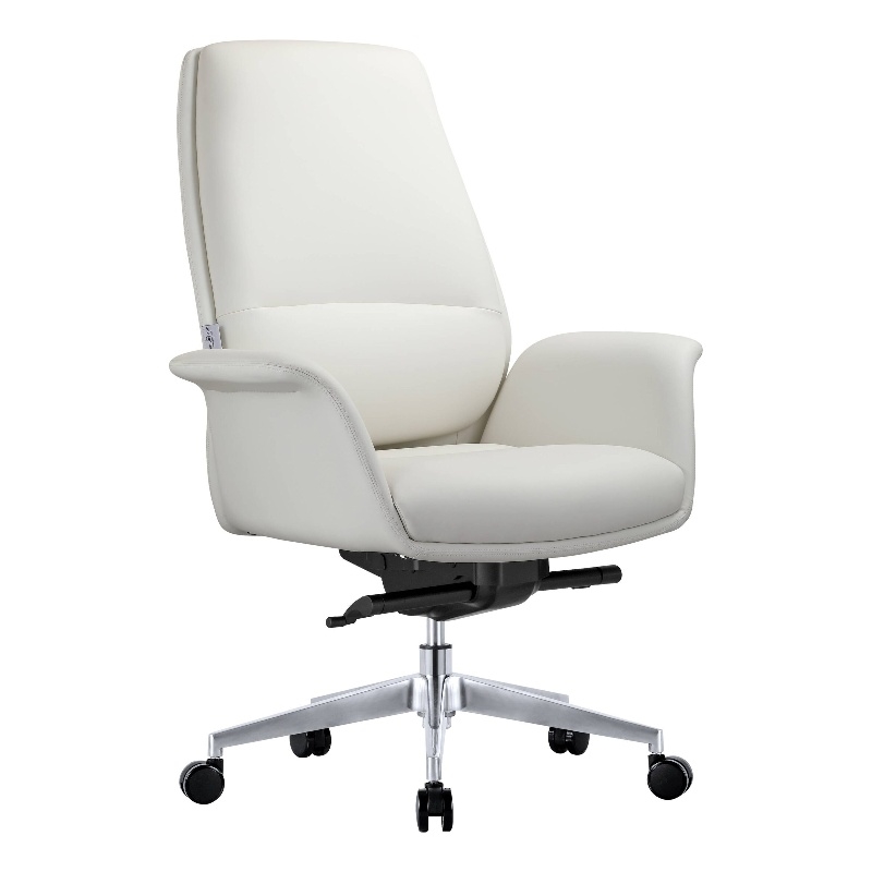 LeisureMod Summit Modern Faux Leather Conference Office Chair White