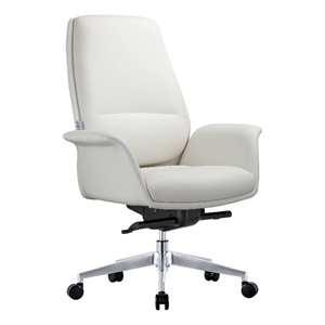 LeisureMod Summit Modern Faux Leather Conference Office Chair White