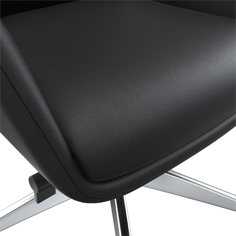 LeisureMod Summit Faux Leather High-Back Office Chair with Swivel Black