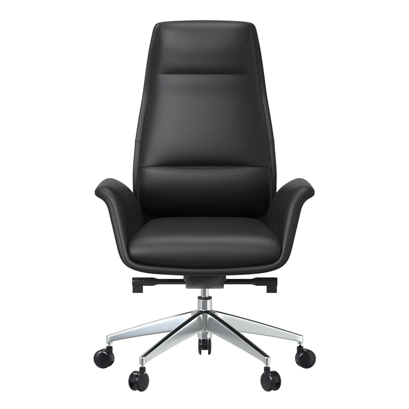 LeisureMod Summit Faux Leather High-Back Office Chair with Swivel Black