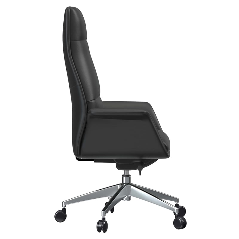 LeisureMod Summit Faux Leather High-Back Office Chair with Swivel Black