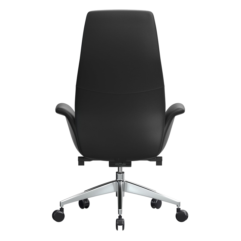 LeisureMod Summit Faux Leather High-Back Office Chair with Swivel Black
