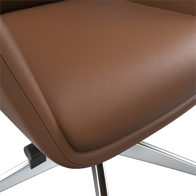 LeisureMod Summit Faux Leather High-Back Swivel Office Chair in Dark Brown