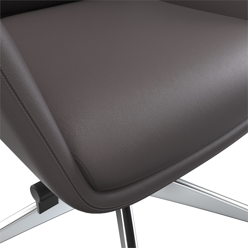 LeisureMod Summit Faux Leather High-Back Office Chair with Swivel Gray