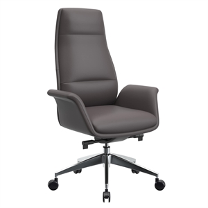 LeisureMod Summit Faux Leather High-Back Office Chair with Swivel Gray